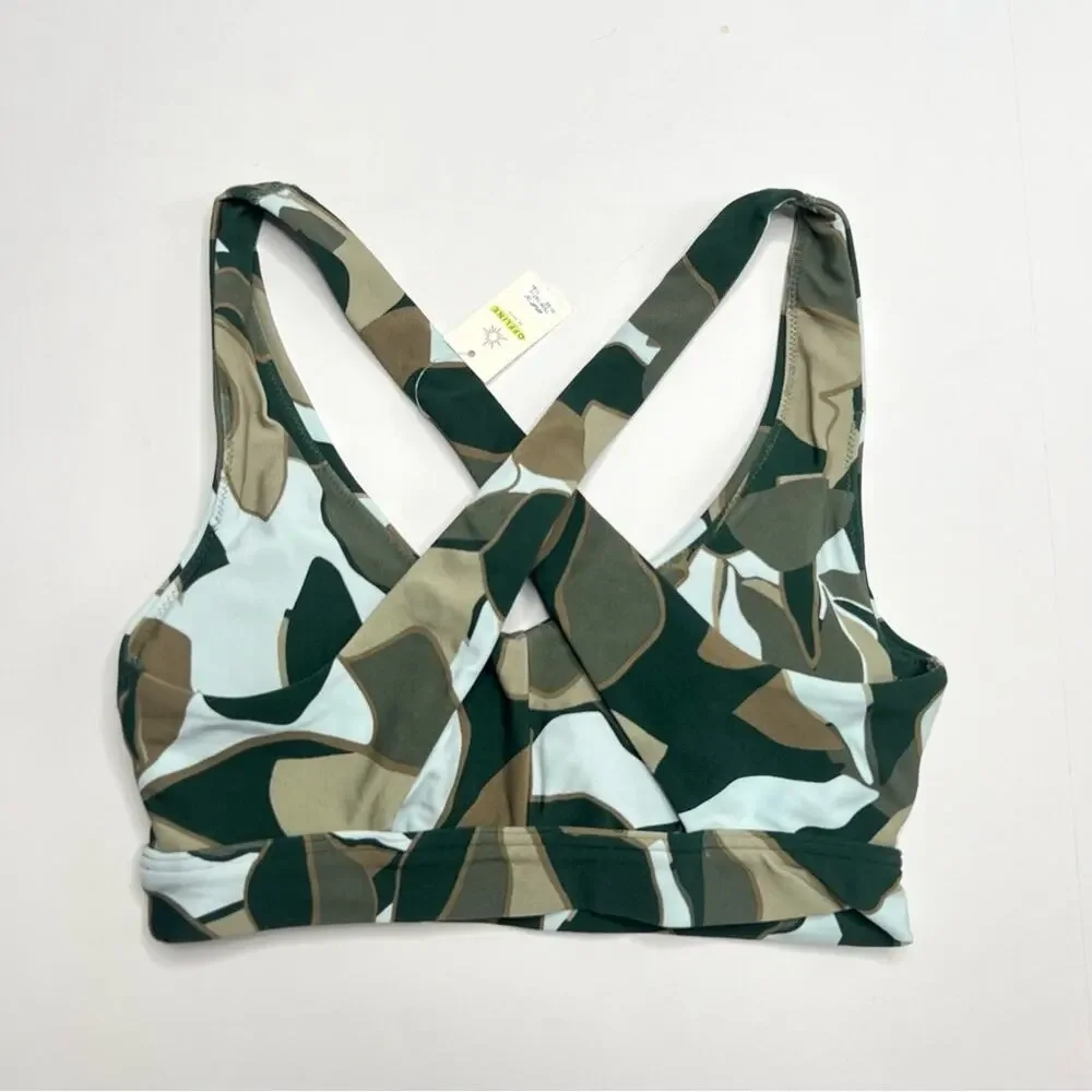 Aerie Offline Green Pattern Sports Bra